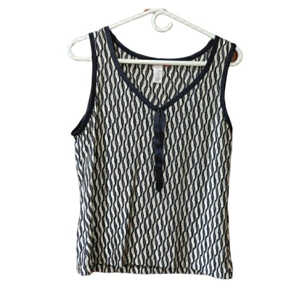 Anne Klein Blue & White Swirl Tank Top Medium - Picture 1 of 7